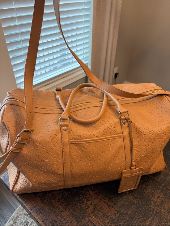 Betsey Johnson Handbags - Betsey Johnson Tan Hearts Travel Weekender Duffel- like new